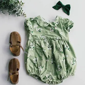 0-18 m pewex Baby Girls kwiat kombinezon Vintage kombinezon Peter Pan kołnierz Baby Girl ubrania słodkie kostiumy dla dzieci