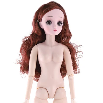 1/3 60 cm, niebieskie oczy 21 ruchomego przegubu lalka BJD kobiet nago Nuded ciało 3D rzęsy głowa lalki, zabawki dla dziewczynek prezent