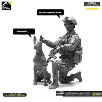 1/35 zestawy żywiczne figurki piechoty morskiej stanów ZJEDNOCZONYCH i psy żywiczne żołnierze Sefl-zebrany Loo-29