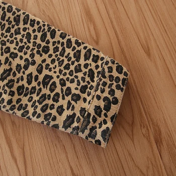 1-6Y małych dziewczynek kurtki bluzki jesień nowy leopard przycisk kieszenie z długim rękawem płaszcz odzież wierzchnia