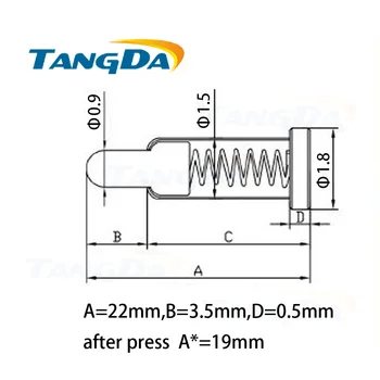 1.8*22mm TANGDA pogo pin connector 1.8 22 mm current pin test thimble probe pozłacane 1U 1.2 A pogopin extended version 22mm