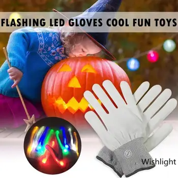 1 para led świecące rękawiczki dorosłych dzieci rekwizyty do występów kolorowe błyszczące rękawice Halloween Декоарионы ozdoby świąteczne prezent