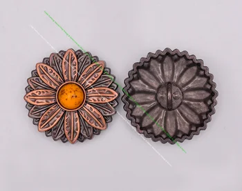 10 szt. antyczna miedź Rymarskie 3D turkusowy kwiatowy szycia przycisku Кончо do ubrań Przystawki, odzież i akcesoria do szycia klamry