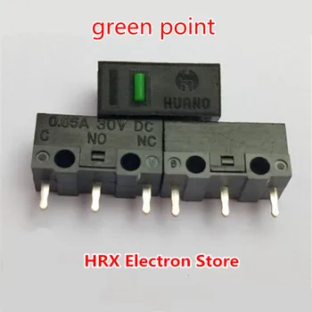 10 szt./lot HUANO mouse micro switch button life of 5 million silver contact green point