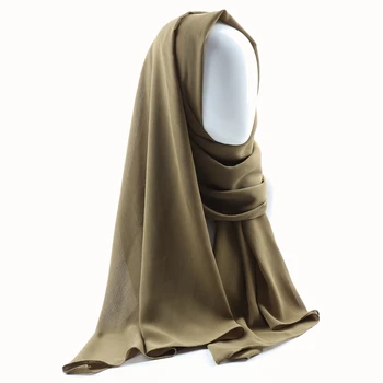 10 szt./lot kobiety twarde proste krepa, szyfon hidżab szalik okłady miękkie długie islamskie szali muzułmańskie pomarszczone szyfonowe szale chusty