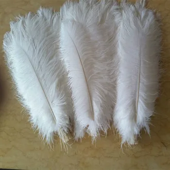 10 szt. naturalne białe pióro strusia 45-50 cm / od 18 do 20 cali strusich upierzenie wydajność, nakrycia głowy, odzież плюмажи dekoracji