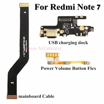 10 szt. oryginalny USB port ładowania stacja dokująca elastyczny kabel do Xiaomi Redmi Note 7 Power ON OFF Volume button płyta główna kabel połączenia