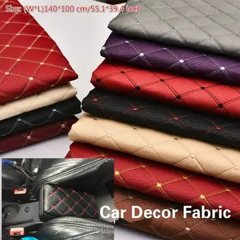 100*140 cm haftowane kratkę tkaniny gąbka wnętrze samochodu dach fotelik poduszka materiał do DIY krzesła tapicerka sofa