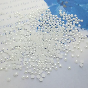 10000 szt. 2 mm Wihte półkoliste perłowe koraliki FlatBack Notatki rzemiosło kaboszon Kawaii DIY biżuteria akcesoria