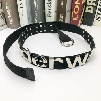 100100 Fashion Classic Trendy Brand luxry design Canvas Belt Metal Letter Logo Personality Belt Large Letter A2