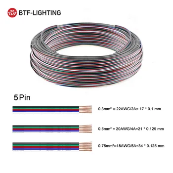 10m Roll 2pin/3pin/4pin/5pin 22AWG/20AWG/18AWG LED connector Extension Wire kabel do WS2812 WS2811