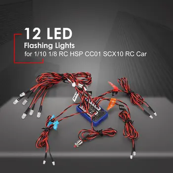 12 Ultra LED miga na jasne światło стробоскопические lampy zestaw systemu do 1/10 1/8 RC Drift HSP TAMIYA CC01 4WD Axial SCX10 RC Car Truck