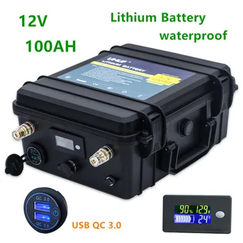 12v Lithium battery 100ah wodoodporny 12v 100AH lithium battery pack 12v batteries with 10A charger for motor boat, oferuje dodatkową,etc