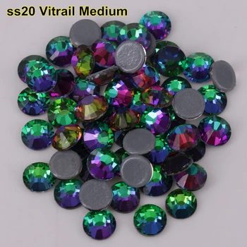 1440 szt./lot wysokiej jakości ss20 (4.8-5.0 mm) Crystal Vitrail medium poprawka rhinestone / żelazo na płaskiej tylnej kryształy