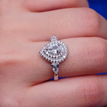 14K białe złoto różowy Topaz kolorowy diament Kobiece pierścionek serce Bague Bizuteria Anillos ślubne biżuteria z kamieni szlachetnych pierścień