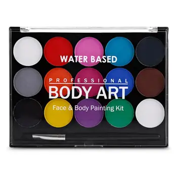 15 Kolorów Nietoksyczne Malowanie Twarzy Makijaż Ciała Jest Bezpieczna Woda Farba Olej Z Pędzlem Boże Narodzenie Halloween Narzędzia Dla Imprez