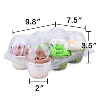 15шт 6 otworów ciastko pakowania pudełko przezroczyste mini tort przechowywania muffin ciasteczka z cukierkami pojemnik