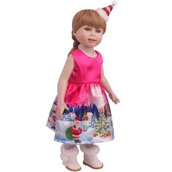 18 cali girl doll odzież boże Narodzenie śnieżynka sukienka + kapelusz amerykański noworodka garnitur zabawki dla dzieci fit 43 cm lalka c822