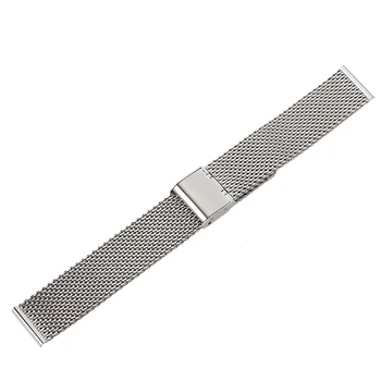 18 mm unisex siatka stalowa pasek do zegarka pasek bransoletka klamra bezpieczeństwa srebrny hot