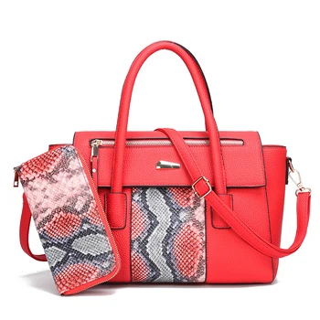 2 kpl. Wężowa wzór torebki damskie wysokiej jakości Pu skórzane torby moda Crossbody torby dla kobiet 2021 portfele i torby