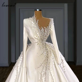 2 projektu formalne białe suknie ślubne ze zdejmowaną spódniczkę długim rękawem suknia suknie ślubne suknie ślubne 2020 biała sukienka