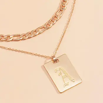 2 szt./kpl. wielowarstwowa Początkowa litera kwadratowy wisiorek naszyjnik jest prosty, minimalistyczny kolor złoty naszyjnik naszyjnik dla kobiet biżuteria