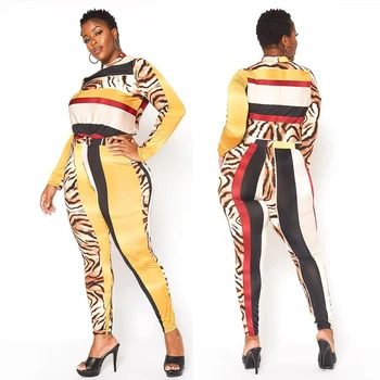 2 zestaw dwóch sztuk dla kobiet strój sportowy z długim rękawem strój sportowy top i spodnie leopard print plus rozmiar stroju Hurtownia Dropshipping