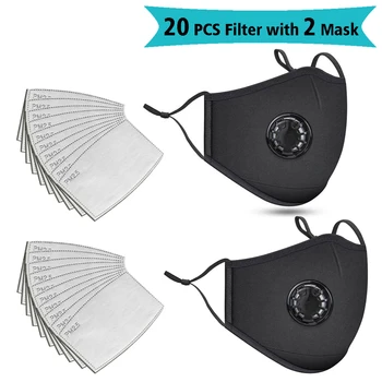 20 szt filtr moda zmywalne i wielokrotnego użytku maski usta maska maski bawełna unisex usta муфель czarny