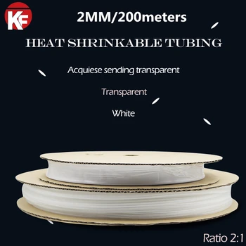 (200 m/lot) 2 mm średnica wewnętrzna biały/przezroczysty przezroczysty termokurczliwe rurki termokurczliwe rurki izolacyjny kablowy rękaw