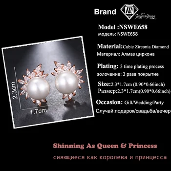 2018 Moda okrągły imitacja pereł kolczyki pręta z AAA Markiza cyrkonu kobiety stadnina ucho kolczyki biżuteria prezent brinco AE658
