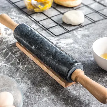 2018 sprzedaż Skalka z marmurowym rolki solidna drewniana podstawa strona przybory kuchenne narzędzie do pieczenia