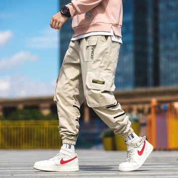 2019 nowe męskie spodnie cargo kieszeń na temat mężczyzn fajne hip hop moda biegacze spodnie Spodnie męskie odzież uliczna spodnie spodnie LBZ171
