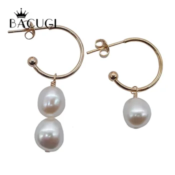 2019 nowe oryginalne, naturalne długie kolczyki biżuteria dla kobiet 925 srebro perła biżuteria podwójne kolczyki prezenty