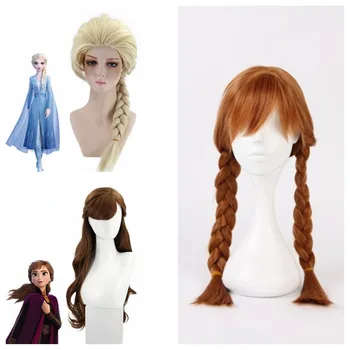 2019 nowy cosplay anime mrożone 2 Anna Elsa księżniczka rolę wig makijaż na Halloween party akcesoria do ubrań COS dorosły dziecko peruka