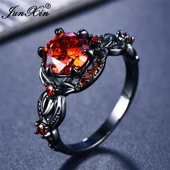 2019 nowy marka kobieta przez cały kwiat pierścień z dużym kryształem Cyrkon miłość biżuteria vintage, 14KT czarne złoto czerwone obrączki dla kobiet