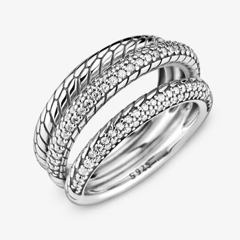 2020 Nowy Jesienny Potrójna Bransoletka Pawie Wąż Łańcuch Wzór Pierścień Dla Kobiet Marki Oryginalne Pierścienie Biżuteria Prezent