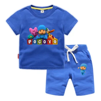 2020 Summer Baby Boys Set 2szt Fashion Kids Girl Clothes Sportswear Children Outfit Toddler Cotton Tracksuti Pocoyo koszulki słodkie