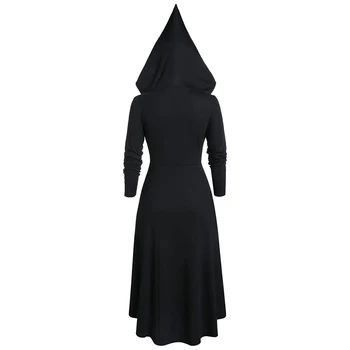 2020 gotycka sukienka damskie kostiumy ciemno Czarna gotycka sukienka vintage sweter nieregularne плиссированное długa sukienka Vestido Dropship z kapturem