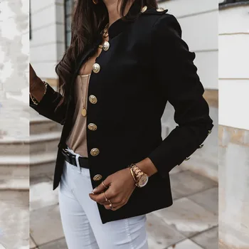 2020 jesienna moda damska żakiety płaszcze 2020 z długim rękawem stałe kostiumy przycisk płaszcz cienki biuro Lady marynarka blazer Feminino XL