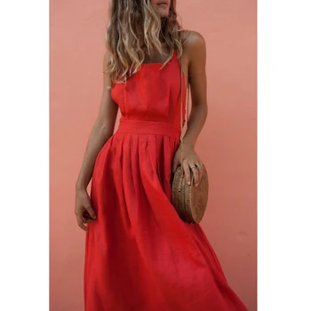 2020 letnie sukienki damskie kieszonkowe guziki Czerwony sala kostium Damska szyja długie dziewczyny bluzki sukienka Sexy plecy odzież damska duże kamizelka