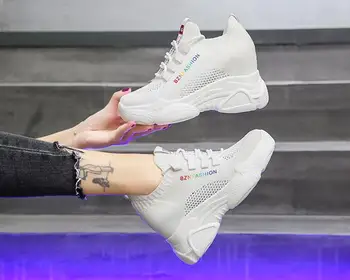 2020 modne buty do biegania dla kobiet platforma grube klapki obuwie Tenis kobiecy marka kobieta 8 cm wysokość wzrost Klina buty