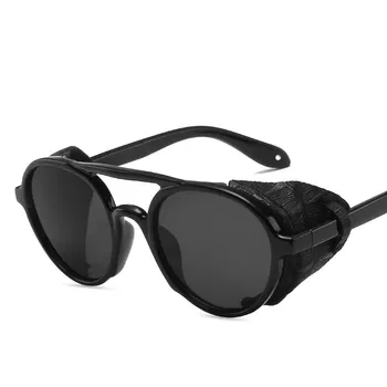 2020 nowy gotycki podwójny Promień steampunk okulary mężczyźni tanie, proste plastikowe okrągłe punk okulary Kobiety Lentes Mujer De Sol