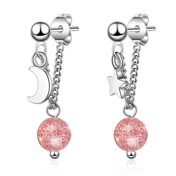 2020 nowy przyjazd pędzelkiem łańcucha kolczyki dla kobiet moda koreański Księżyc Gwiazda różowy kryształ kolczyki partii biżuterii
