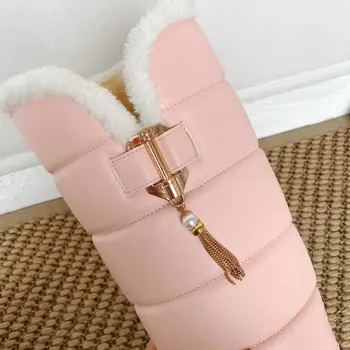 2020 zimowe ciepłe pluszowe damskie rakiety śnieżne platforma płaska z kobiecymi butami do kolan poślizgu na kobiecej ciepłe buty czarny biały różowy