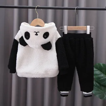 2021 Baby Boys Girls jesień zima ciepła słodka panda bluza kurtka+spodnie 2szt dziecięcy dzieci dziecięcy strój sportowy, odzież dla dzieci
