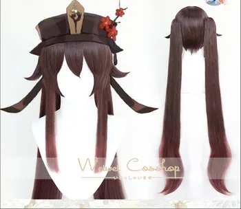 2021 Nowa Gra Genshin Impact Hutao Anime Cosplay Włosy Odporne Na Peruki Syntetyczne Halloween Drop Shipping Free Wig Cap