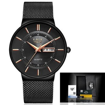 2021 nowe czarne zegarek kwarcowy LIGE Women Zegarki Top Luxury Brand Watch For Women ' s Simple All Steel wodoodporny zegarek Reloj