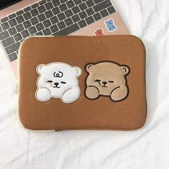 2021 nowe etui na tablet kreskówka ładny Ins koreański dwa niedźwiedzia miękki notebook etui Ipad 9.7 Pro 11 13 cm rękaw wewnętrzny torba