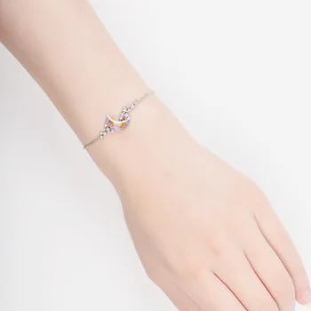 2021 nowy 925 srebro Gwiazda Księżyc bransoletka i bransoletka handmade partii biżuterii dla kobiet dziewczyn sl171