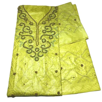 2021 unikalny nowy kolor żółty wyszywane Bazin riche getzner z tiulem koronki tkaniny Afrykański Bazin podkładki dla kobiet sukienka ba092